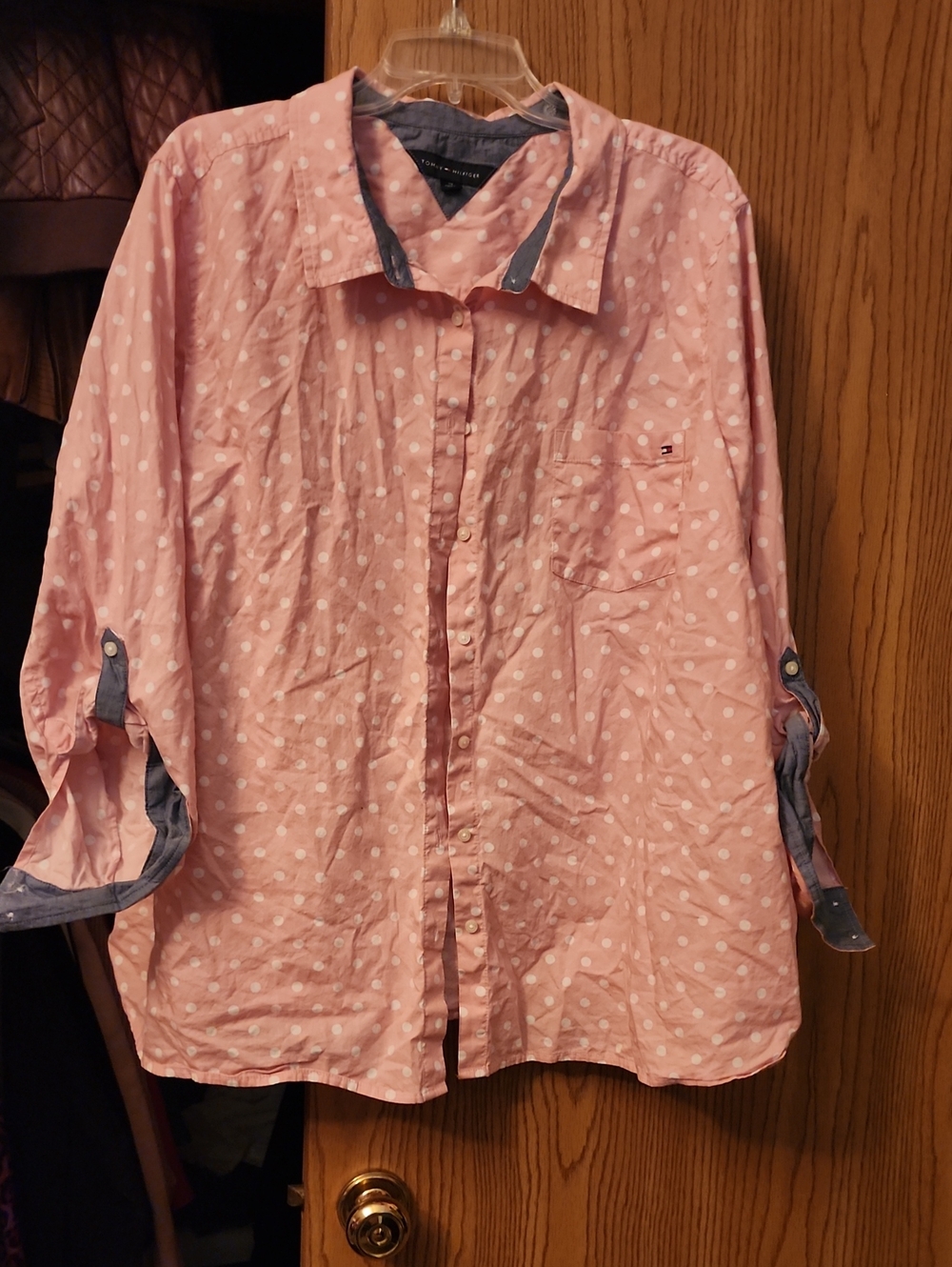 Tommy Hilfiger Light Pink Polka Dot Casual Button-Up